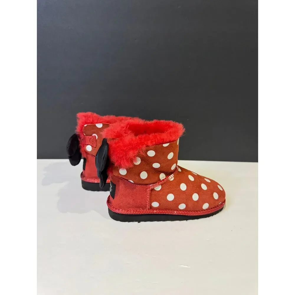 UGG Disney Minnie Mouse Red Boots White Polka Dots Size 11c